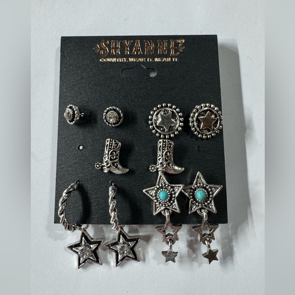 Shyanne Silver And Turquoise Star Earring Set